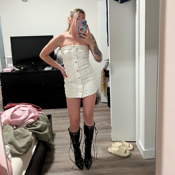 Pull&Bear White denim mini dress - Picture 2 of 14